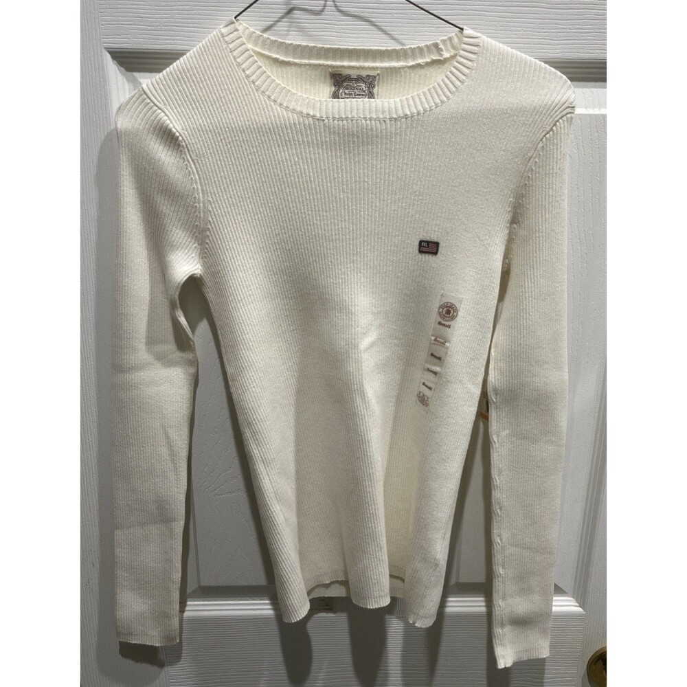 Original Ralph LaurenPolo Jeans Co. White Shirt  Ribbed Long Sleeve Womens Small